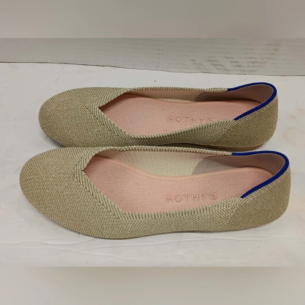 Rothy’s round toe flat- sparkly gold SZ‎ 6 M